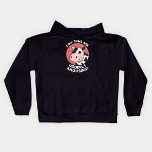 Udderly Amoosing Funny Cow Pun Kids Hoodie